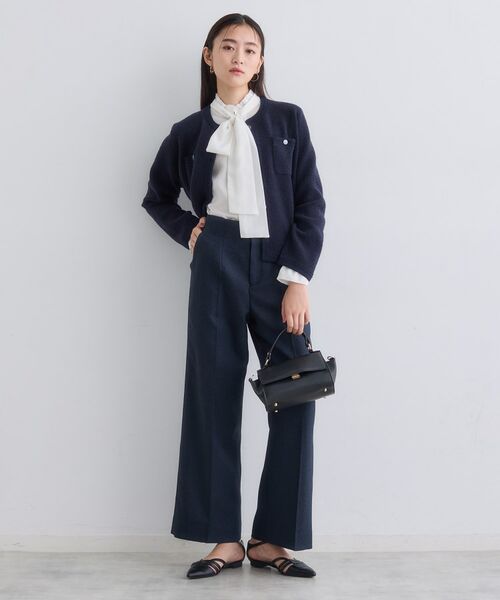 INDIVI / インディヴィ ノーカラージャケット | 【ミニブークレ素材】ジャケットライクカーディガン | 詳細8