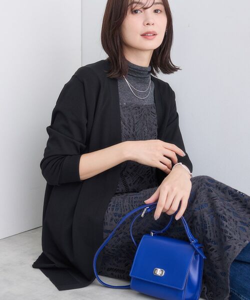 INDIVI/インディヴィ 【洗える】着流しロングカーディガン ブラック(019) 15(3L) INDIVI/インディヴィ 【洗える】着流しロングカーディガン ブラック(019) 15(3L)