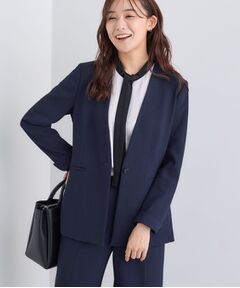 INDIVI / インディヴィ テーラードジャケット | 【日本製／通勤スーツ】プレシャスドビー ノーカラージャケット