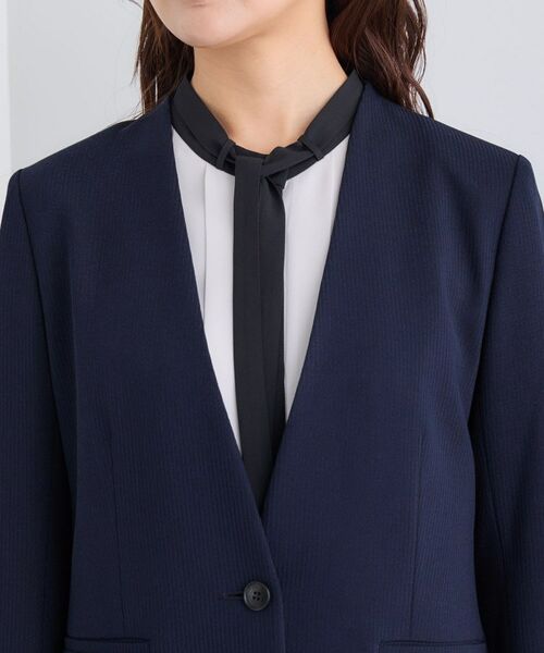 INDIVI / インディヴィ テーラードジャケット | 【日本製／通勤スーツ】プレシャスドビー ノーカラージャケット | 詳細13