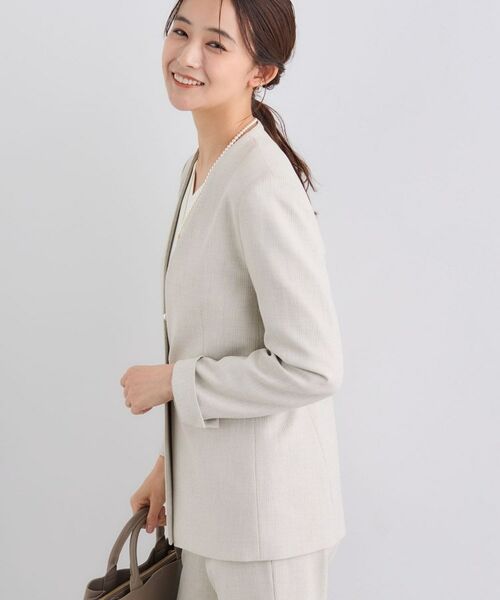 INDIVI / インディヴィ テーラードジャケット | 【日本製／通勤スーツ】プレシャスドビー ノーカラージャケット | 詳細2