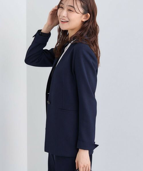 INDIVI / インディヴィ テーラードジャケット | 【日本製／通勤スーツ】プレシャスドビー ノーカラージャケット | 詳細6