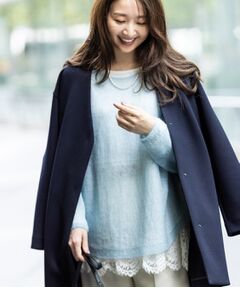 INDIVI / インディヴィ ノーカラージャケット | 【秋／軽羽織り】ノーカラーミドル丈ライトコート