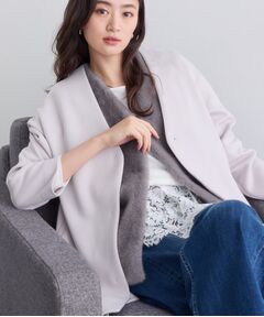INDIVI / インディヴィ ノーカラージャケット | 【秋／軽羽織り】ノーカラーミドル丈ライトコート