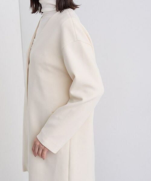 INDIVI / インディヴィ ノーカラージャケット | 【秋/軽羽織り】ノーカラーミドル丈ライトコート | 詳細18