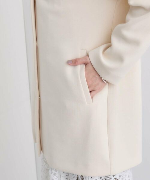 INDIVI / インディヴィ ノーカラージャケット | 【秋/軽羽織り】ノーカラーミドル丈ライトコート | 詳細19