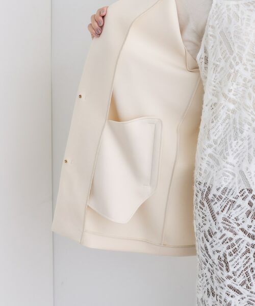 INDIVI / インディヴィ ノーカラージャケット | 【秋／軽羽織り】ノーカラーミドル丈ライトコート | 詳細24