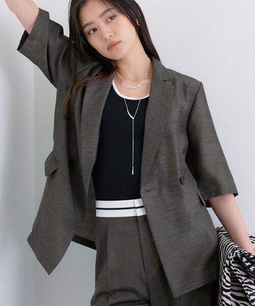 INDIVI / インディヴィ テーラードジャケット | ライトダブルジャケット(グレー(012))
