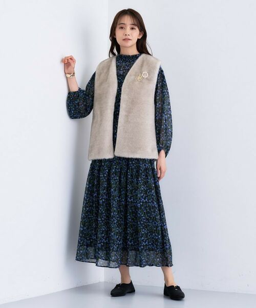 INDIVI / インディヴィ ベスト | ミンク調フェイクファージレ | 詳細10