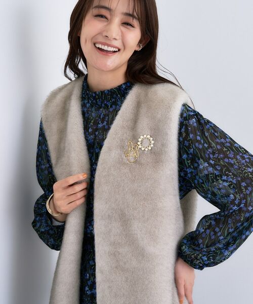 INDIVI / インディヴィ ベスト | ミンク調フェイクファージレ(グレージュ(050))