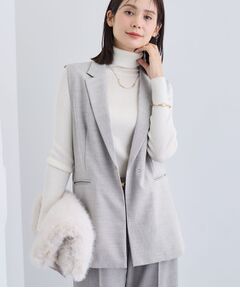 INDIVI / インディヴィ テーラードジャケット | 【セットアップ可能】凹凸ストレッチ素材テーラードカラージレジャケット