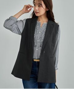 INDIVI / インディヴィ テーラードジャケット | 【セットアップ可能】凹凸ストレッチ素材テーラードカラージレジャケット