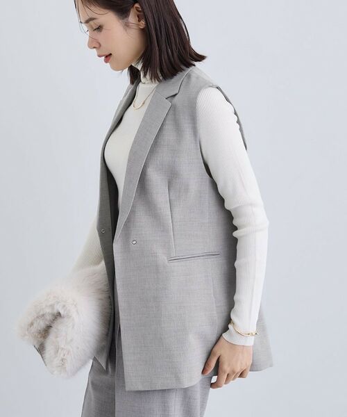 INDIVI / インディヴィ テーラードジャケット | 【セットアップ可能】凹凸ストレッチ素材テーラードカラージレジャケット | 詳細12