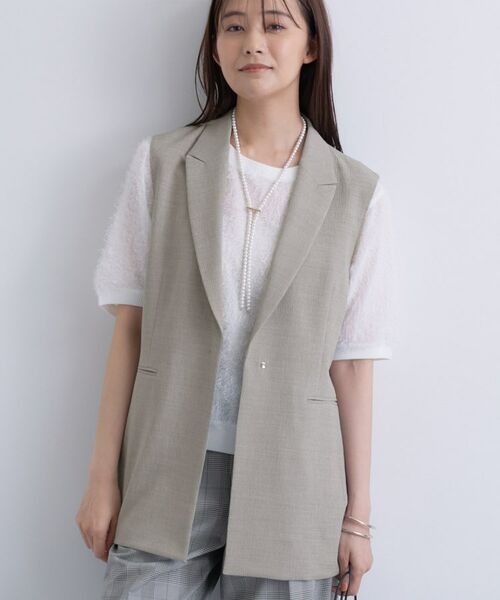 INDIVI / インディヴィ テーラードジャケット | 【セットアップ可能】凹凸ストレッチ素材テーラードカラージレジャケット | 詳細3