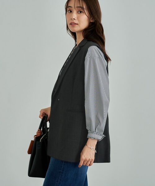INDIVI / インディヴィ テーラードジャケット | 【セットアップ可能】凹凸ストレッチ素材テーラードカラージレジャケット | 詳細7
