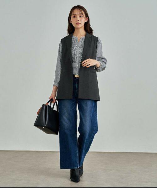 INDIVI / インディヴィ テーラードジャケット | 【セットアップ可能】凹凸ストレッチ素材テーラードカラージレジャケット | 詳細9