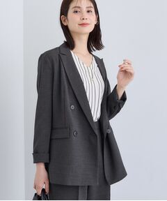 INDIVI / インディヴィ テーラードジャケット | 【洗える／セットアップ可能】凹凸ストレッチ素材ダブルジャケット