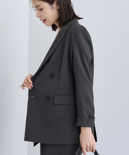 INDIVI / インディヴィ テーラードジャケット | 【洗える／セットアップ可能】凹凸ストレッチ素材ダブルジャケット | 詳細14