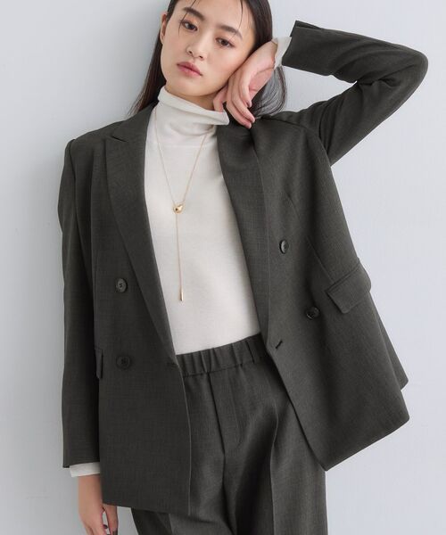 INDIVI / インディヴィ テーラードジャケット | 【洗える／セットアップ可能】凹凸ストレッチ素材ダブルジャケット | 詳細19