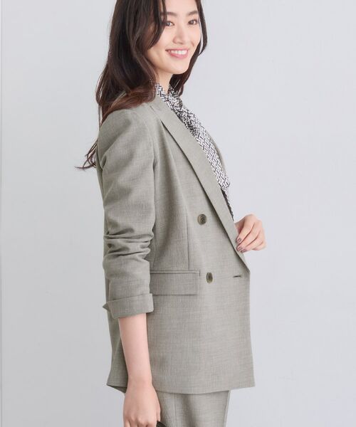 INDIVI / インディヴィ テーラードジャケット | 【洗える／セットアップ可能】凹凸ストレッチ素材ダブルジャケット | 詳細2