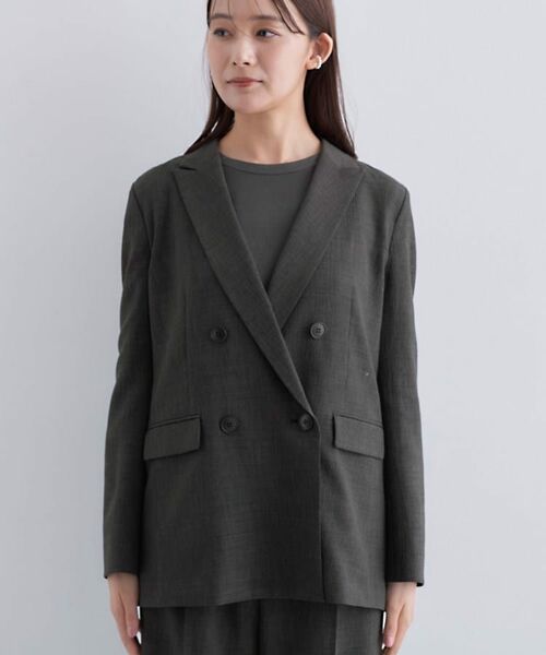 INDIVI / インディヴィ テーラードジャケット | 【洗える／セットアップ可能】凹凸ストレッチ素材ダブルジャケット | 詳細22