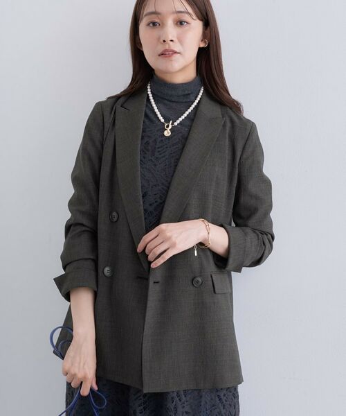 INDIVI / インディヴィ テーラードジャケット | 【洗える／セットアップ可能】凹凸ストレッチ素材ダブルジャケット | 詳細6