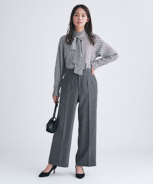 INDIVI / インディヴィ パンツ | 【褒められパンツ/ウール調素材】ラメ混ワイドパンツ | 詳細7