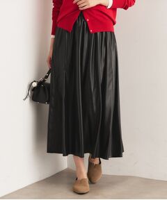 INDIVI / インディヴィ ロング・マキシ丈スカート | レザー調ギャザースカート