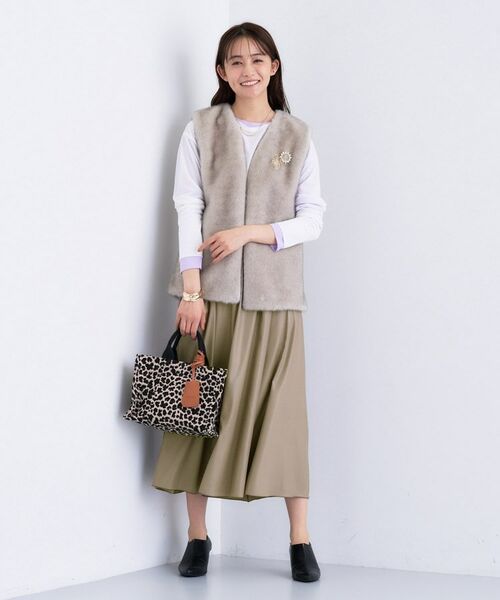 INDIVI / インディヴィ ロング・マキシ丈スカート | レザー調ギャザースカート | 詳細11