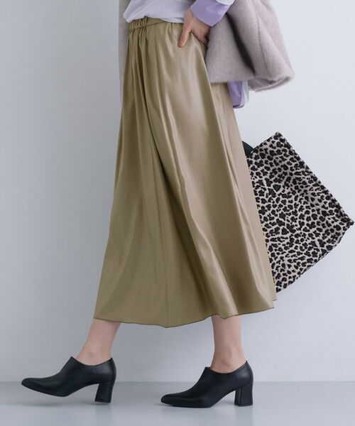 INDIVI / インディヴィ ロング・マキシ丈スカート | レザー調ギャザースカート | 詳細12