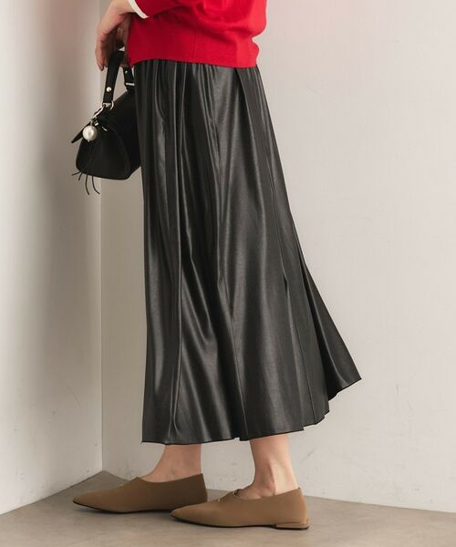 INDIVI / インディヴィ ロング・マキシ丈スカート | レザー調ギャザースカート | 詳細2