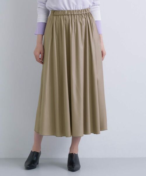 INDIVI / インディヴィ ロング・マキシ丈スカート | レザー調ギャザースカート | 詳細20