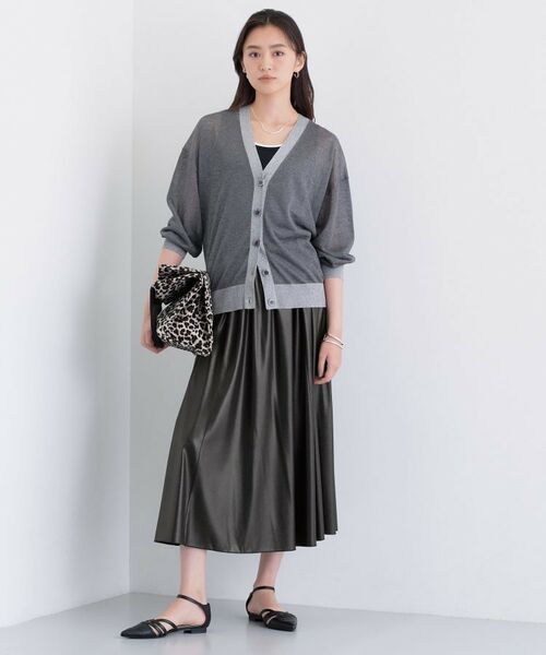 INDIVI / インディヴィ ロング・マキシ丈スカート | レザー調ギャザースカート | 詳細6