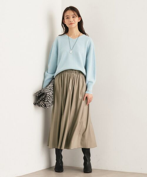 INDIVI / インディヴィ ロング・マキシ丈スカート | レザー調ギャザースカート | 詳細9