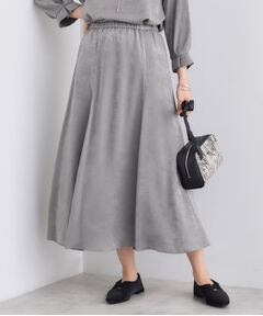 INDIVI / インディヴィ ロング・マキシ丈スカート | 【UVケア／セットアップ可能】スエード調サテンスカート