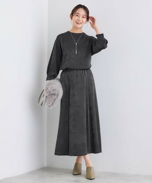 INDIVI / インディヴィ ロング・マキシ丈スカート | 【UVケア/セットアップ可能】スエード調サテンスカート | 詳細10