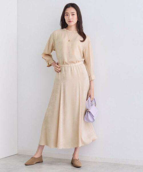 INDIVI / インディヴィ ロング・マキシ丈スカート | 【UVケア/セットアップ可能】スエード調サテンスカート | 詳細3