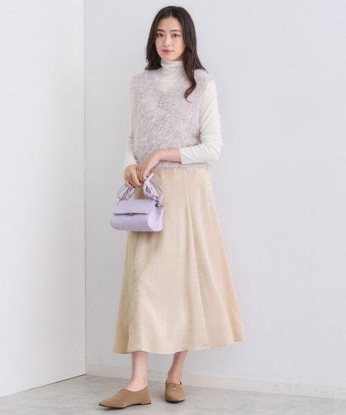 INDIVI / インディヴィ ロング・マキシ丈スカート | 【UVケア/セットアップ可能】スエード調サテンスカート | 詳細4