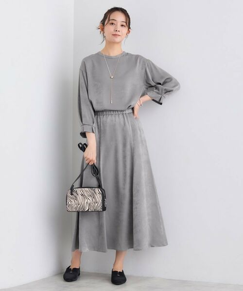 INDIVI / インディヴィ ロング・マキシ丈スカート | 【UVケア/セットアップ可能】スエード調サテンスカート | 詳細8