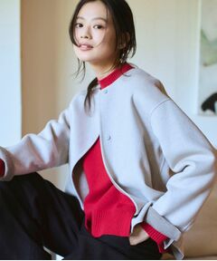 INDIVI / インディヴィ その他アウター | 【配色デザイン／ショート丈】ウールリバー ノーカラーコート