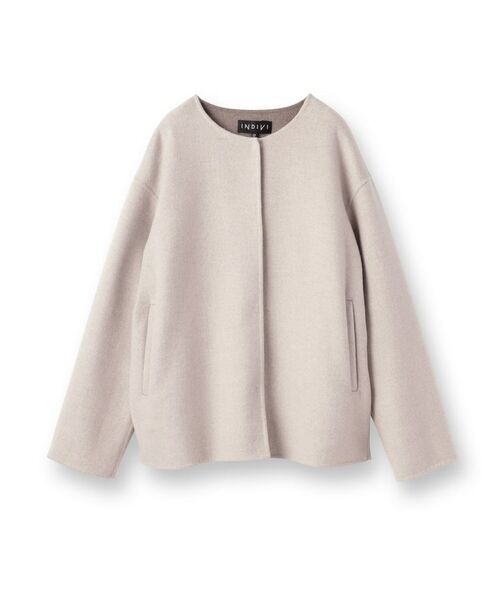 INDIVI / インディヴィ その他アウター | 【配色デザイン／ショート丈】ウールリバー ノーカラーコート | 詳細1