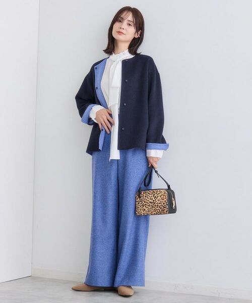 INDIVI / インディヴィ その他アウター | 【配色デザイン／ショート丈】ウールリバー ノーカラーコート | 詳細11