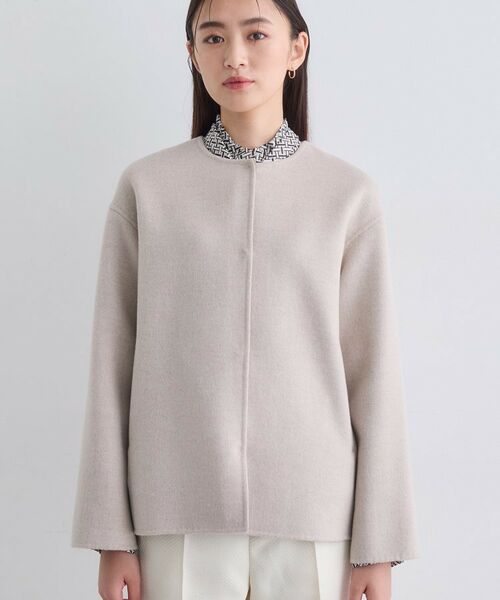 INDIVI / インディヴィ その他アウター | 【配色デザイン／ショート丈】ウールリバー ノーカラーコート | 詳細14