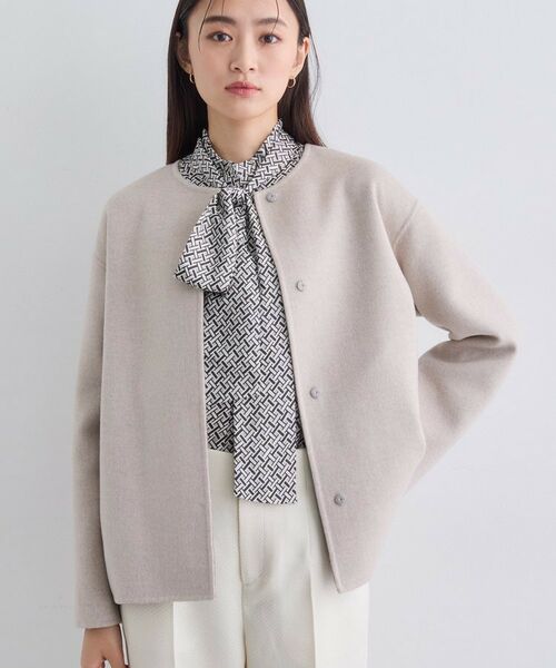 INDIVI / インディヴィ その他アウター | 【配色デザイン／ショート丈】ウールリバー ノーカラーコート | 詳細23