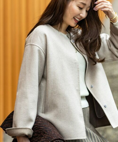 INDIVI / インディヴィ その他アウター | 【配色デザイン／ショート丈】ウールリバー ノーカラーコート | 詳細25