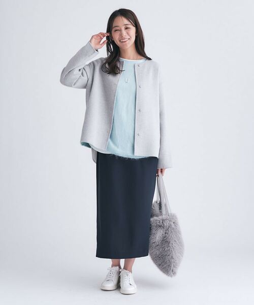INDIVI / インディヴィ その他アウター | 【配色デザイン／ショート丈】ウールリバー ノーカラーコート | 詳細4