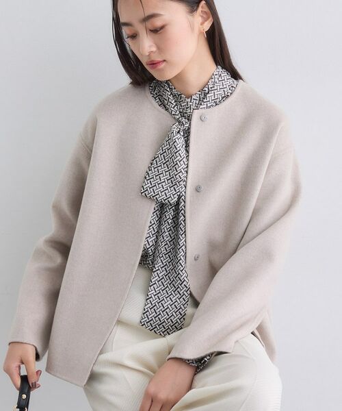 INDIVI / インディヴィ その他アウター | 【配色デザイン／ショート丈】ウールリバー ノーカラーコート | 詳細6