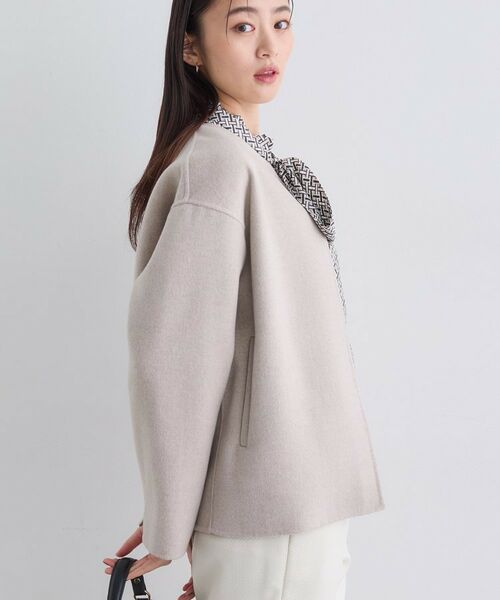INDIVI / インディヴィ その他アウター | 【配色デザイン／ショート丈】ウールリバー ノーカラーコート | 詳細7