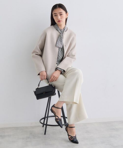 INDIVI / インディヴィ その他アウター | 【配色デザイン／ショート丈】ウールリバー ノーカラーコート | 詳細8