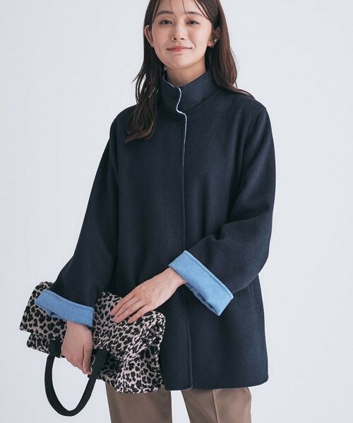 INDIVI / インディヴィ その他アウター | 【配色デザイン/ミドル丈】ウールリバー テントラインコート | 詳細10